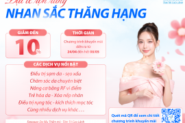 ĐÓN ĐẠI LỄ RỘN RÀNG – THĂNG HẠNG NHAN SẮC - ƯU ĐÃI ĐẾN 10% CÁC DỊCH VỤ DA LIỄU - THẨM MỸ