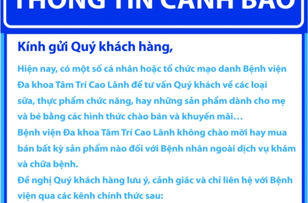 THÔNG TIN CẢNH BÁO