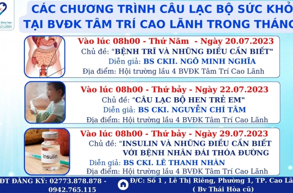HIỂU RÕ VÀ CHĂM SÓC SỨC KHỎE CHO BẢN THÂN, NGƯỜI THÂN TỐT HƠN VỚI CÂU LẠC BỘ SỨC KHỎE TÂM TRÍ CAO LÃNH