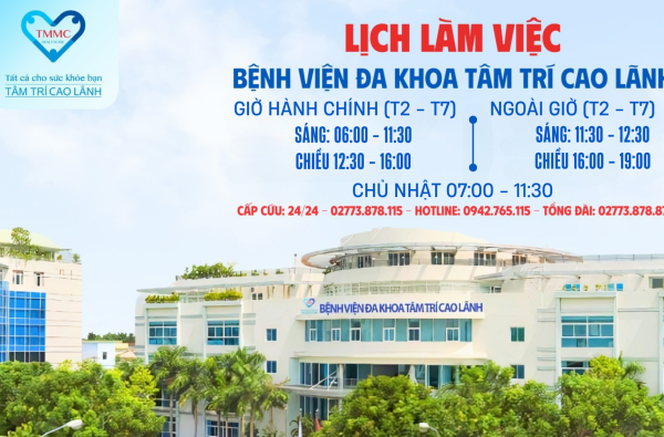 Lịch làm việc Bệnh viện Đa khoa Tâm Trí Cao Lãnh tuần 38 từ ngày 15/9/2025 - 21/9/2025